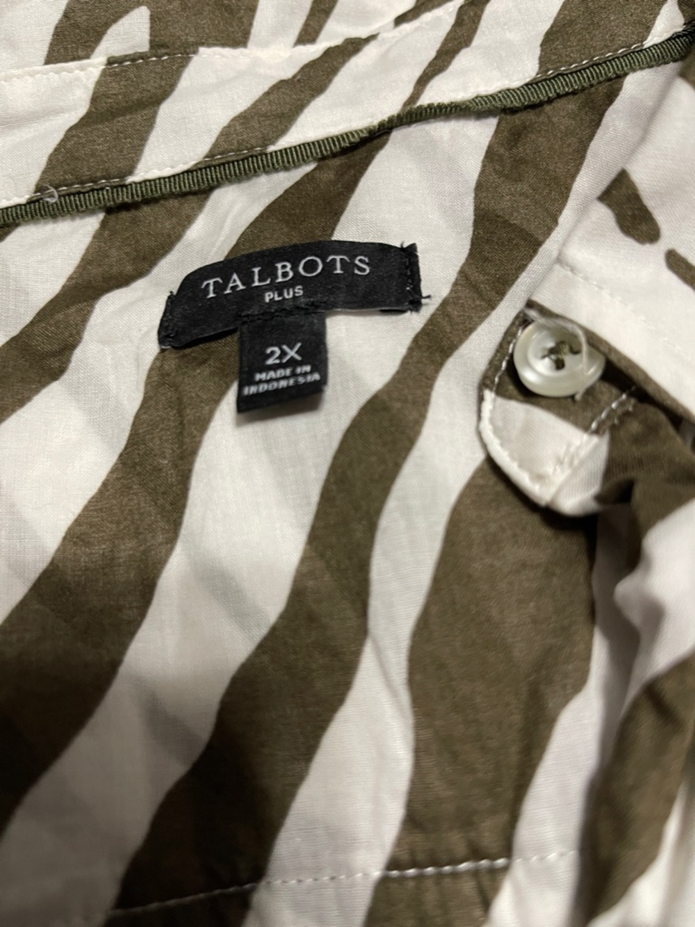 Zebra Print Button-Up Shirt in Brown & White